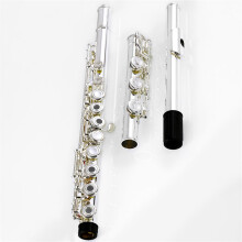 Beginner Silver Plated Flute with E Key, 17 Hole C Flute for Students, Bright Tone and Smooth Action