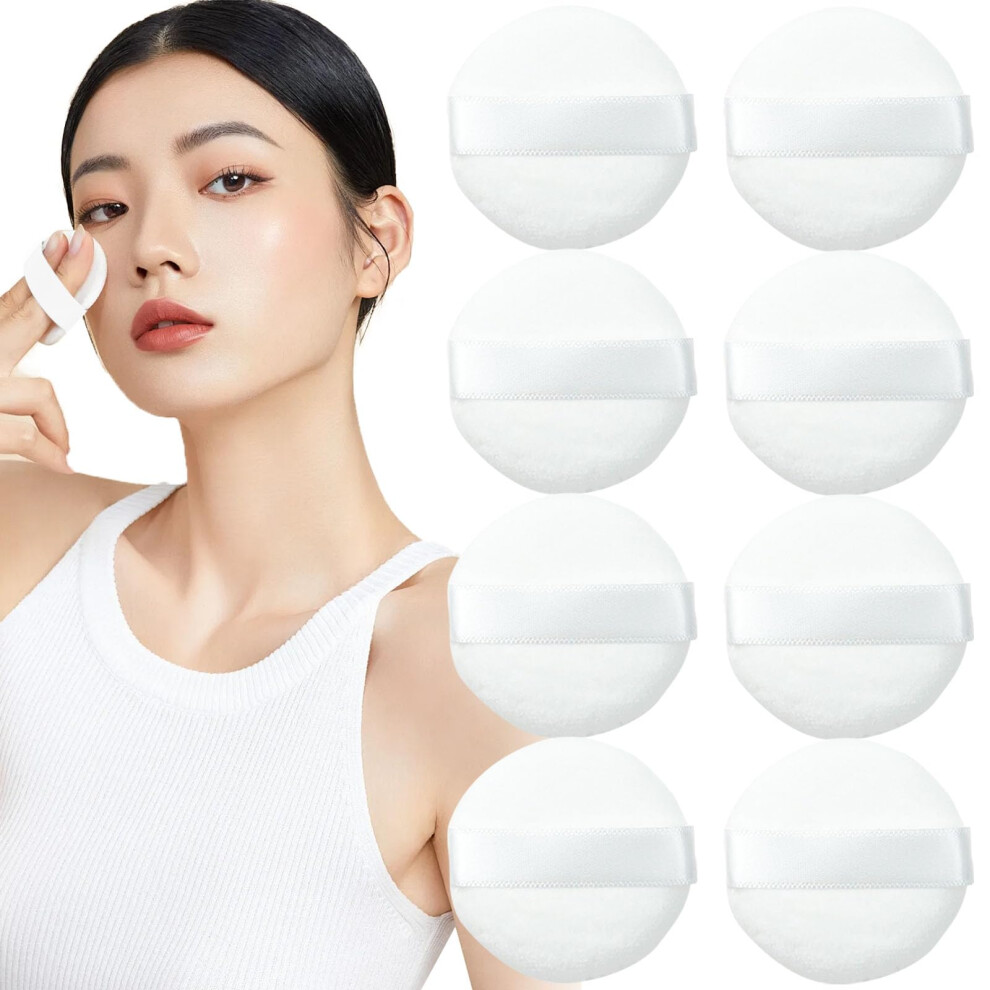 White 20Pcs Makeup Powder Puff Reusable Cotton Soft Velour Face Puff For Loose And Foundation