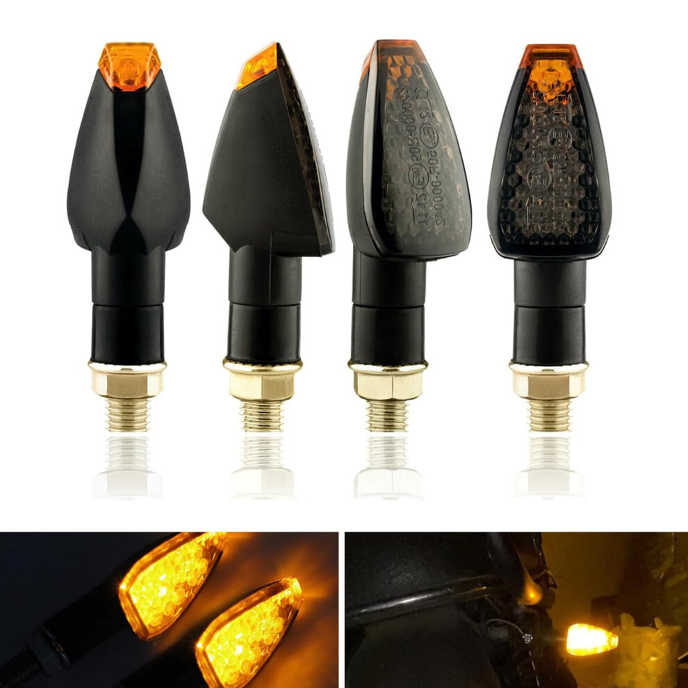 4Pcs Motorcycle Led Turn Signals 12V Ultrabright Smoked Lens Waterproof For Yamaha Kawasaki Suzuki Amber 9113335665767