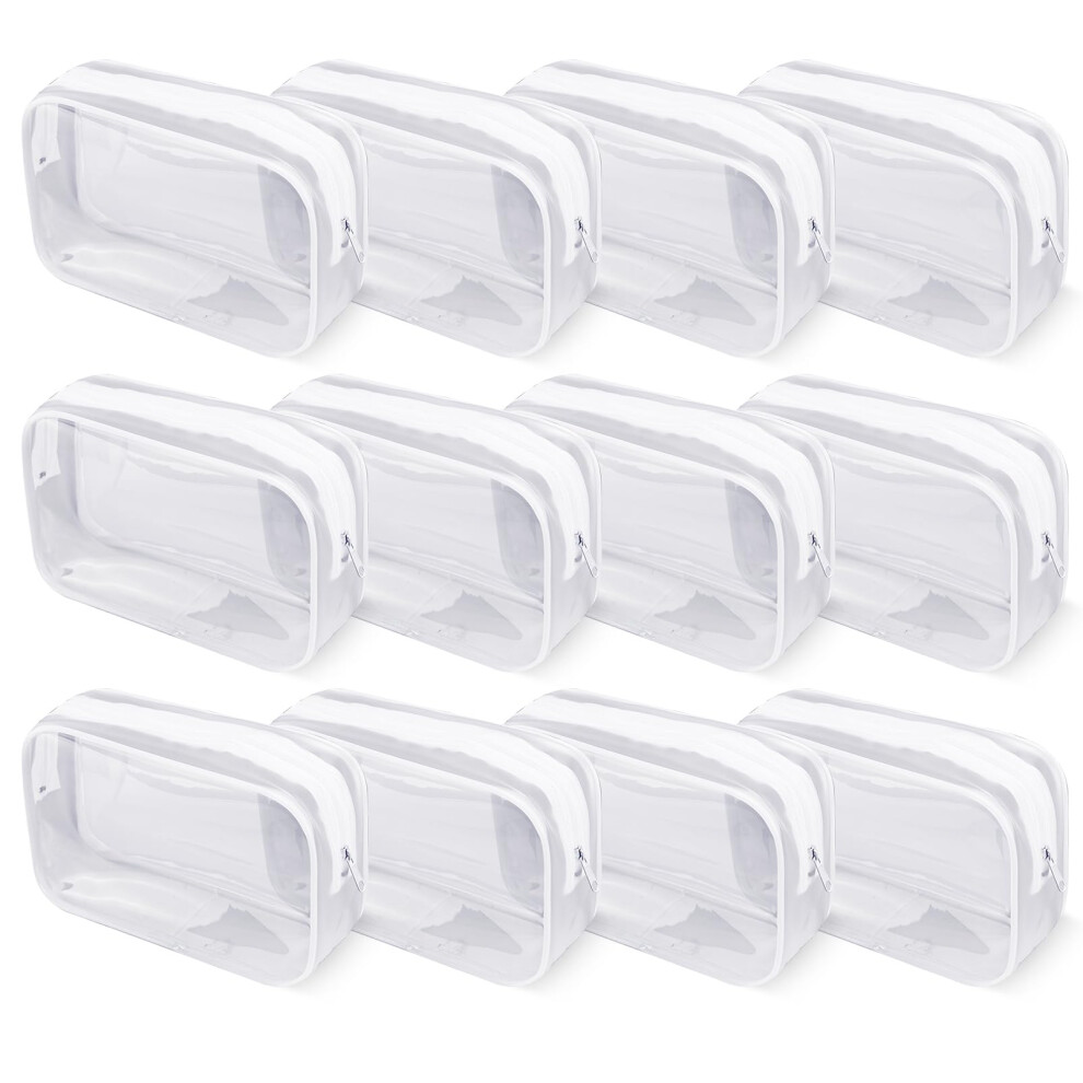 12 Pack Clear PVC Makeup Travel Bags Waterproof Zippered Cosmetic Organizers for Toiletries