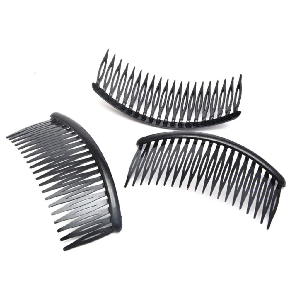 Unisex Black 12 Pcs Plastic Side Hair Combs 20 Teeth For Secure Hair Hold And Versatile Styling For Women