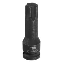 T80 Torx Bit Socket 1/2 Inch Drive CRMO Steel Extended Impact Torx Socket for Automotive