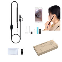Ear Wax Removal Camera HD Otoscope, Waterproof 5.5mm Lens Endoscope with 6 LED Lights for Android and PC