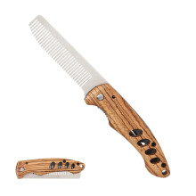 Zebrawood Folding Beard and Mustache Comb for Men with Mechanical Lock and Gift Box