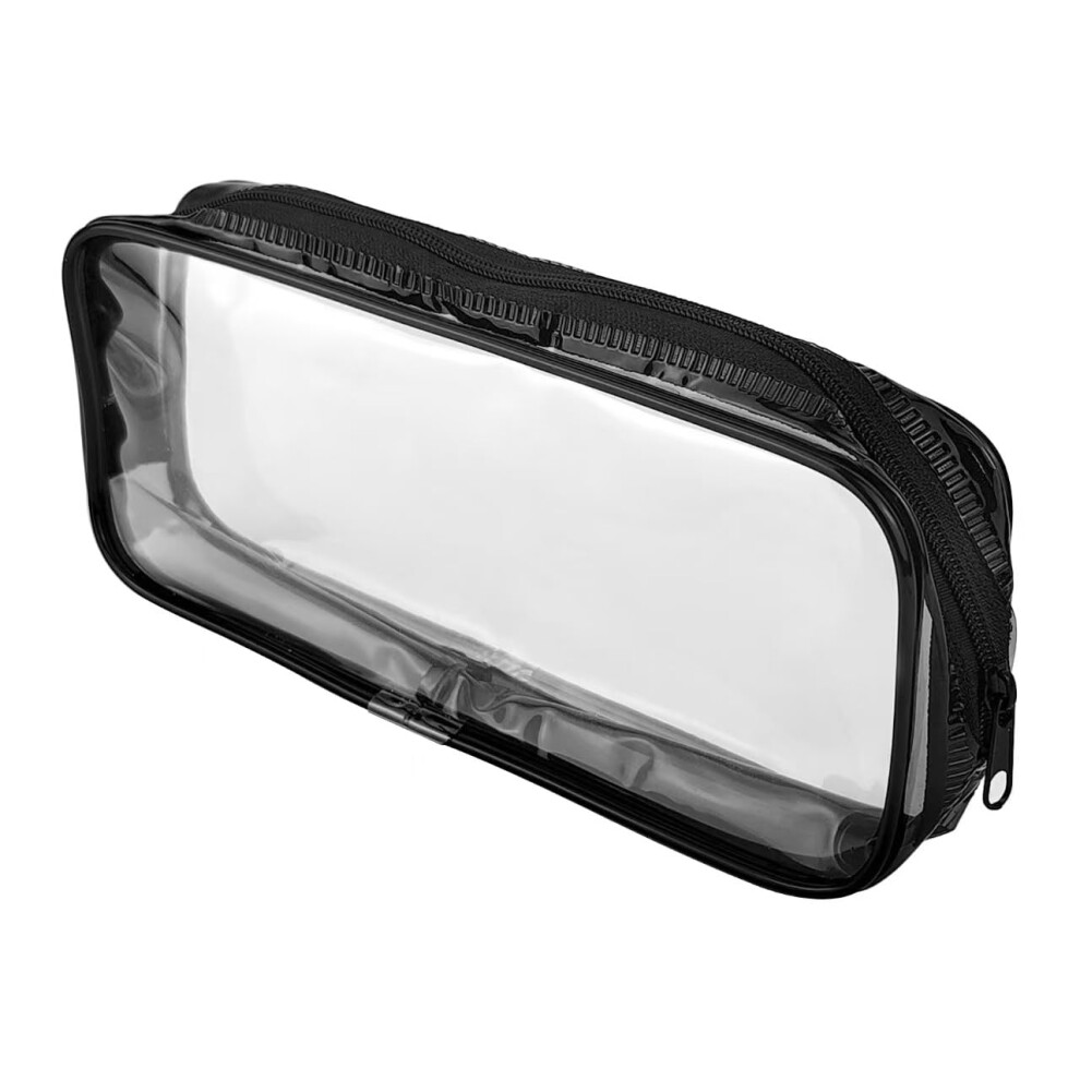 Black Clear Makeup Bag With Zipper Closure, Pvc Travel Toiletry Pouch For Home, School And Office,