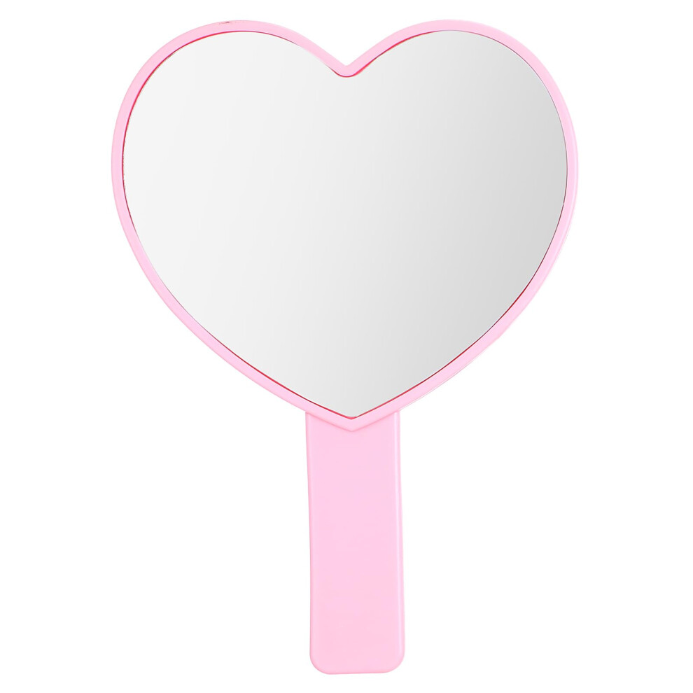 Heart Shaped Handheld Makeup Mirror with Handle, Pink Compact Travel Cosmetic Mirror for Women