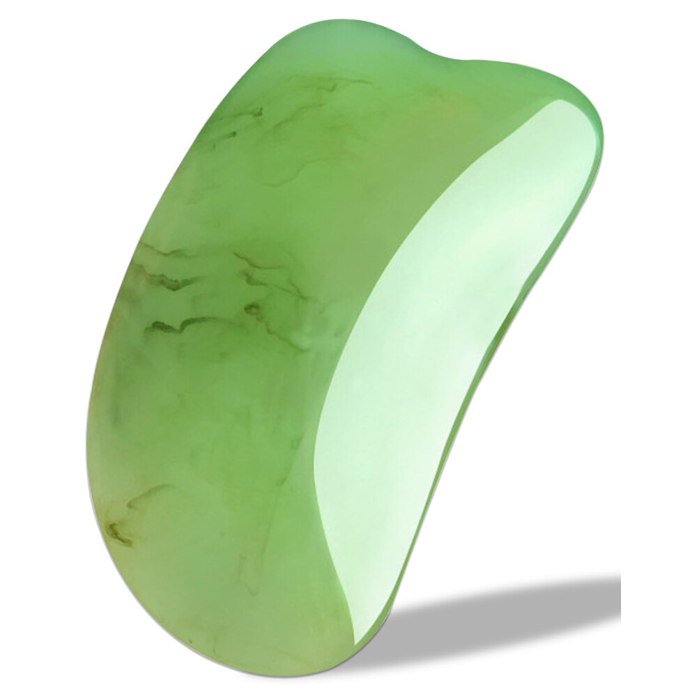 Gua Sha Facial Tool Green Natural Resin Face Massage Stone for Puffiness and Skin Tightening