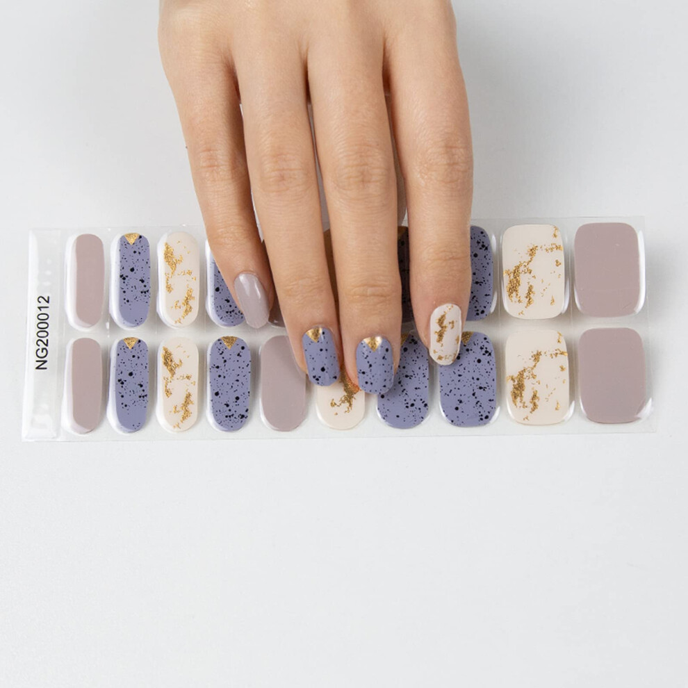 Gel Nail Stickers Set, Semi Cured Strips for UV LED Lamp, LongLasting Full Coverage with Nail File
