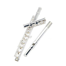 Beginner Flute in C Key Silver Plated 16Hole Closed Hole Student Flute with Bright Resonant Tone