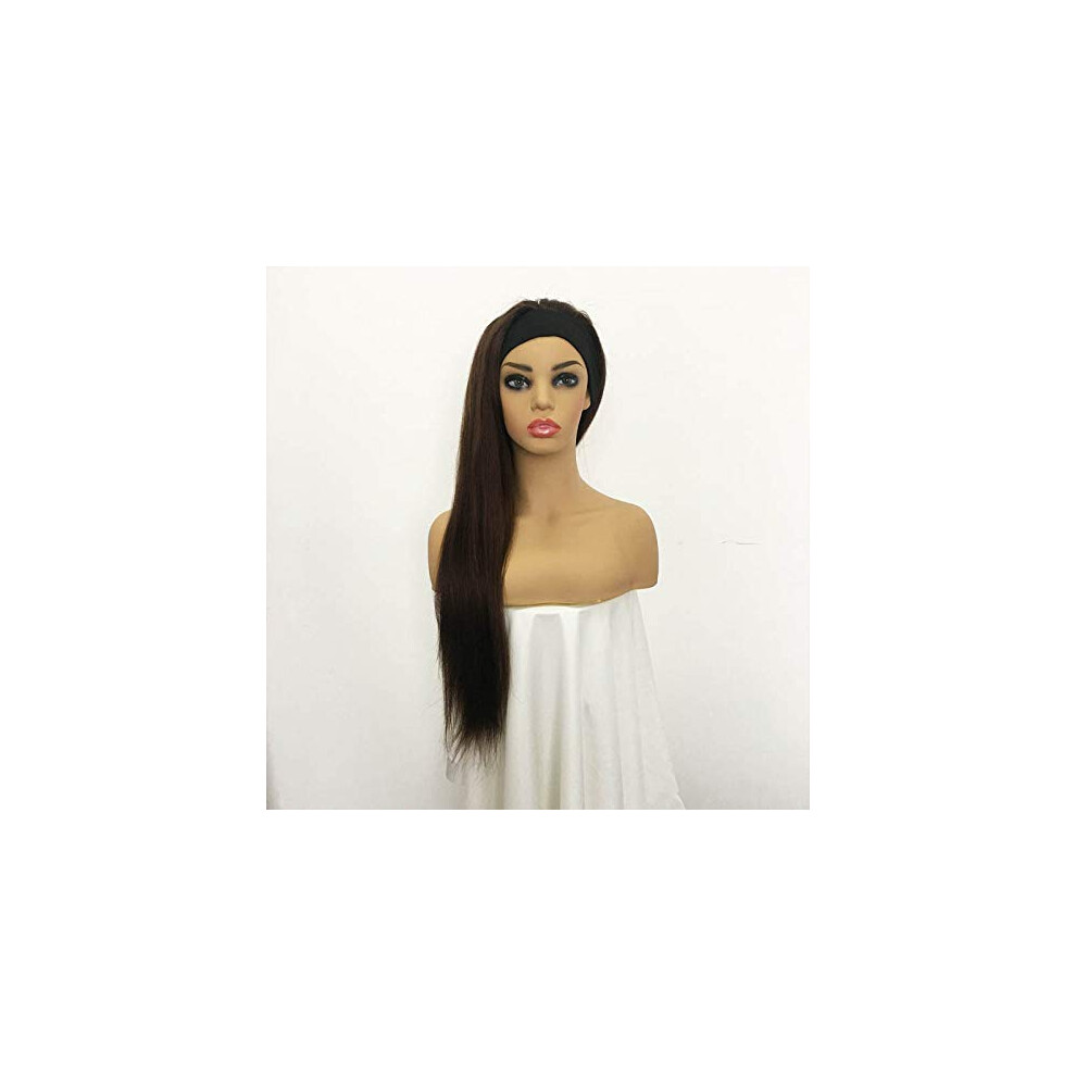 18 Inch Brazilian Straight Human Hair Headband Wig for Women, Remy 9A Virgin, Natural Color