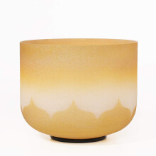 8' Frosted Gold Crystal Singing Bowl Note B 440Hz for Meditation and Sound Healing with Deep Resonance