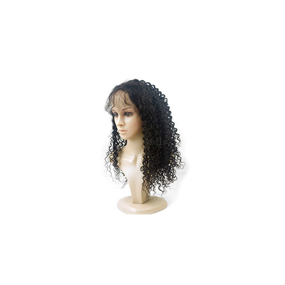 Brazilian Curly Lace Front Wig 24 Inch Natural Black 1B Virgin Human Hair with Tight Curls