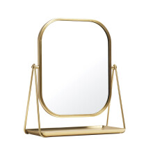 Gold Tabletop Vanity Mirror with Adjustable Tilt and Clear Reflection, 7x5 Inch Oval Desk Stand