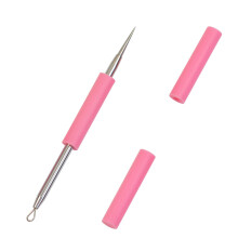 Blackhead Remover Tool Stainless Steel Dual Ended Pimple Extractor with Protective Silicone Cap