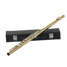 Nickel Plated Student Flute 16 Hole C Flute with Cupronickel Body Gold Silver Keys Bright Sound