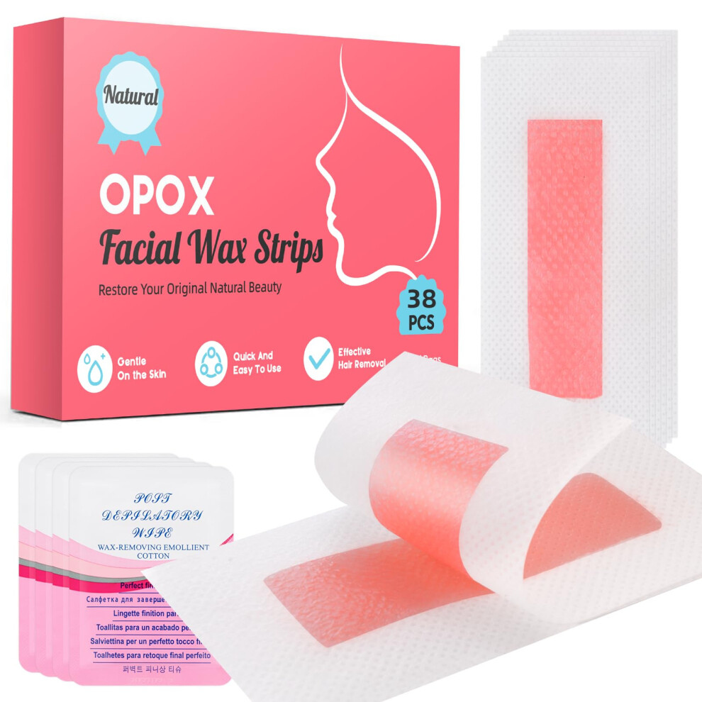 38PCS Facial Wax Strips for Women, Cold Wax Hair Removal Kit for Sensitive Skin, LongLasting Smoothness