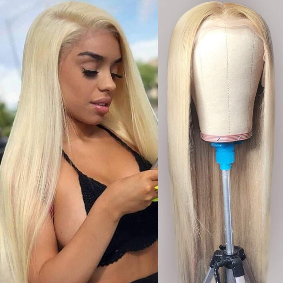 Unisex 613 Blonde Lace Front Wig Human Hair Glueless 13X4 Pre Plucked With Baby Hair 12 Inch