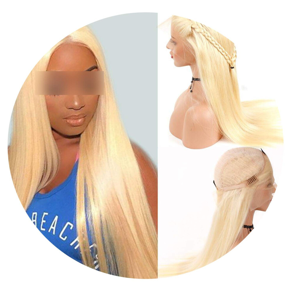 Unisex 613 Blonde Lace Front Wig 22 Inch Brazilian Straight Human Hair 150% Density Preplucked