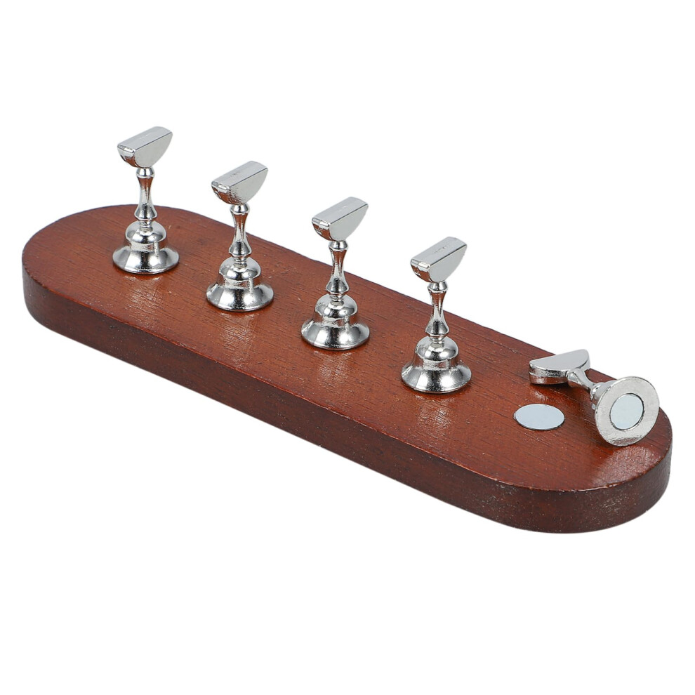 Magnetic Nail Art Practice Stand with Elegant Wood Base for Press On Nails Display Set