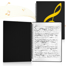 Waterproof Sheet Music Folder with 20 Sleeves, DoubleSided Display, Spiral Binding, Fits 8.5x11