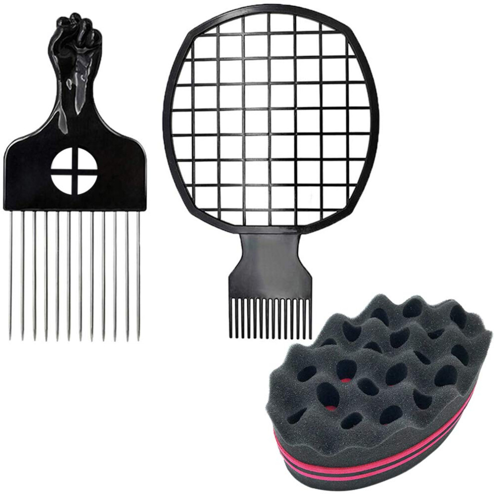 Unisex Afro Twist Hair Sponge And Dreadlock Twist Comb Set For Fast Curl Styling With Dual Twist Options