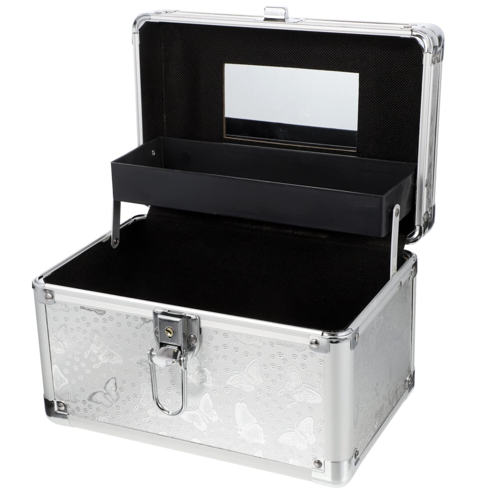 Makeup Train Case with ExtraLarge Mirror, MultiLayer Aluminum Cosmetic Organizer for Makeup Artists