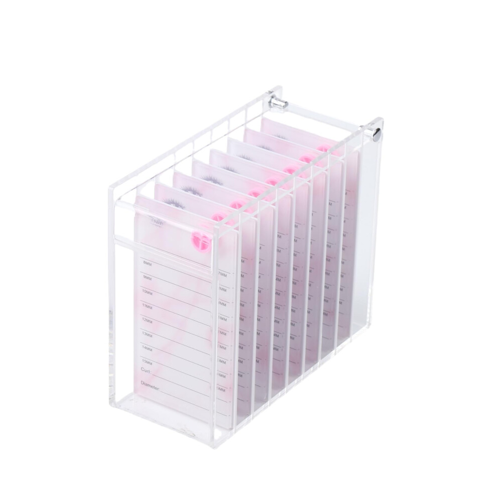 Pink Eyelash Extension Storage Box, 8Layer Acrylic Organizer With Dustproof Flip Cover, Marble
