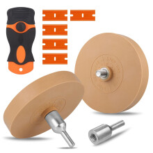 2pcs Car Decal Remover Rubber Eraser Wheel for Drill with Scraper and Adapters, Surface Safe
