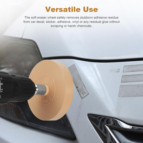 2pcs Car Decal Remover Rubber Eraser Wheel for Drill with Scraper and Adapters, Surface Safe 2