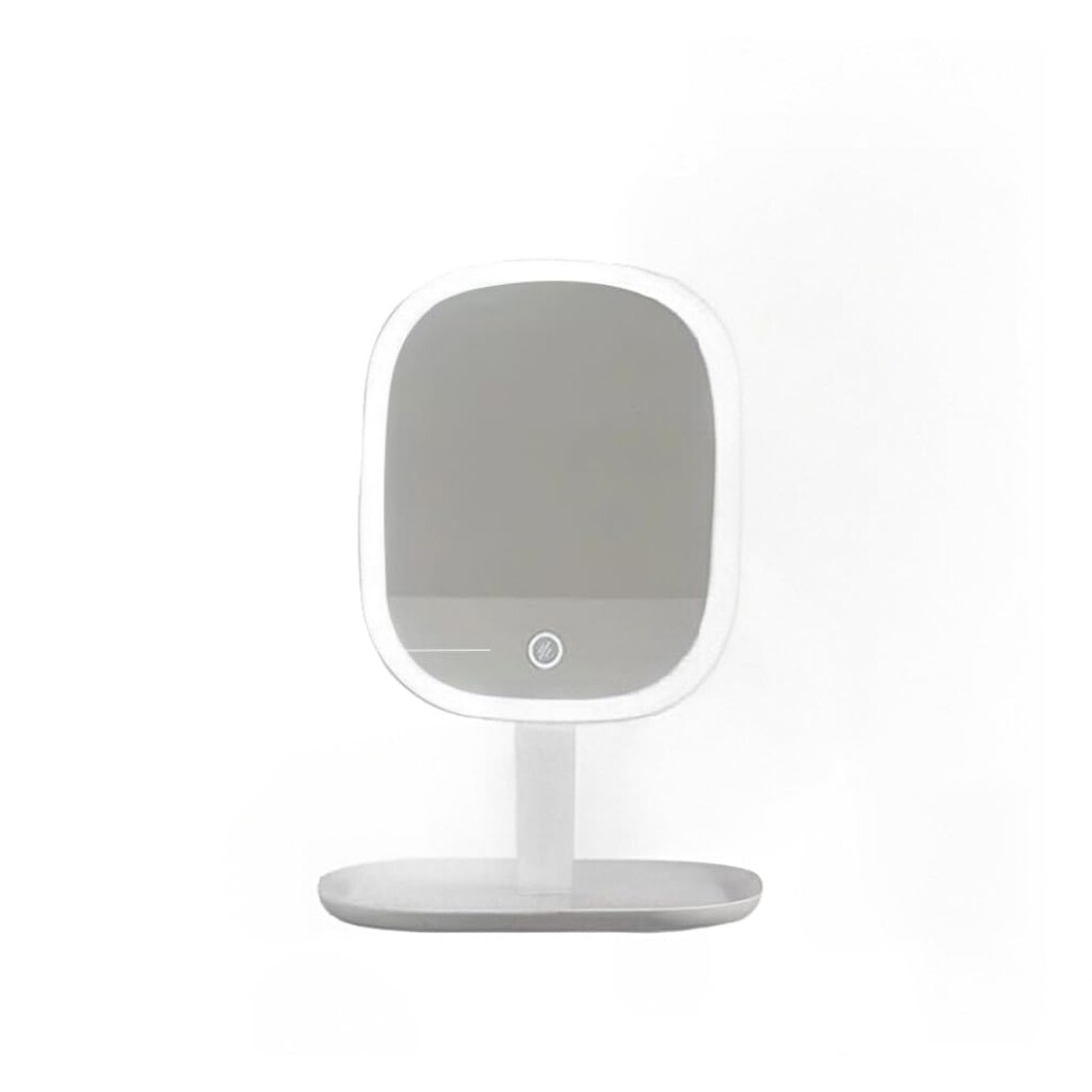 Makeup Mirror with Lights, 5X Magnification, 3Color LED, Adjustable Brightness, Travel, White Pink