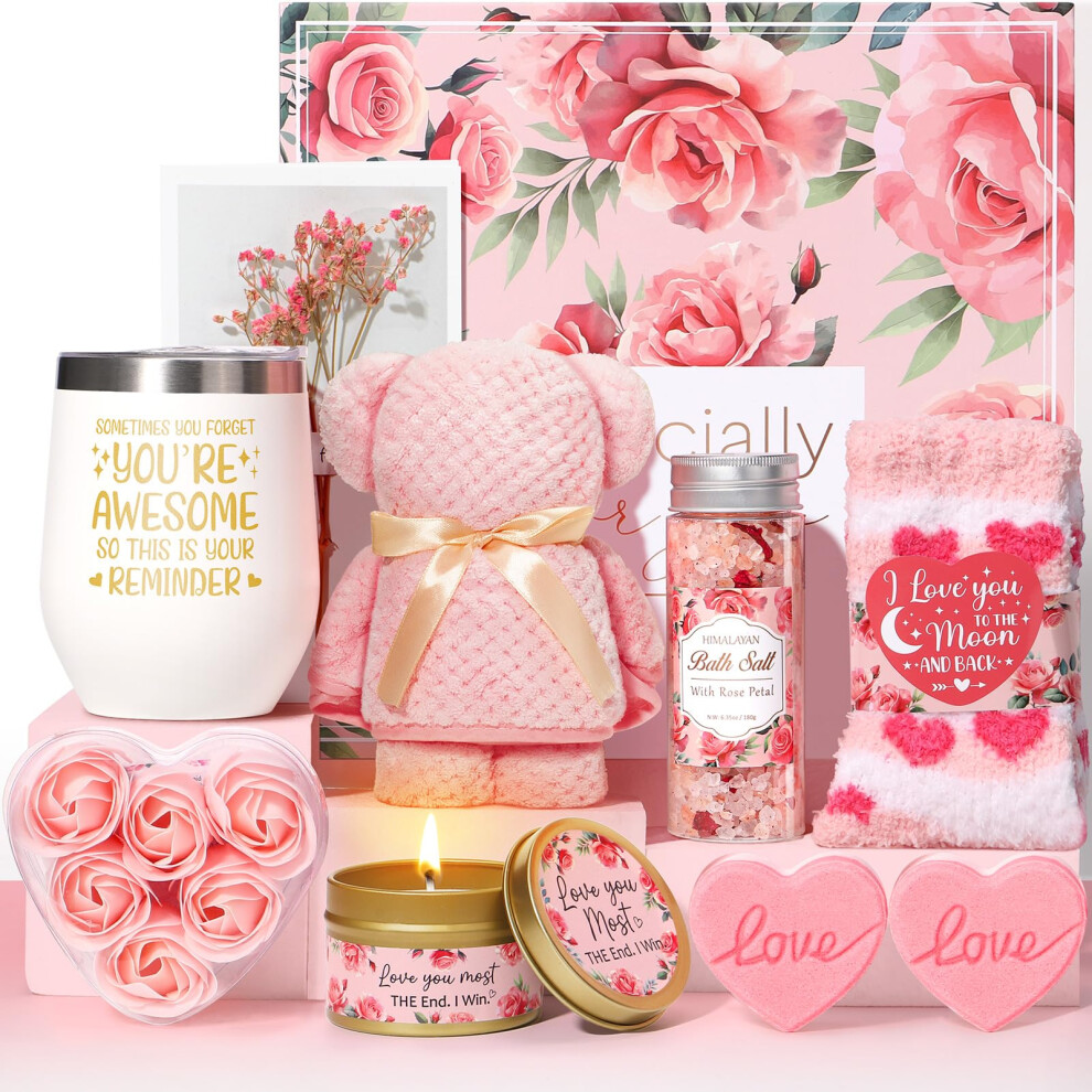 Spa Gift Basket for Women, Luxury 10 Piece Self Care Gift Set for Mom Birthday and Mothers Day