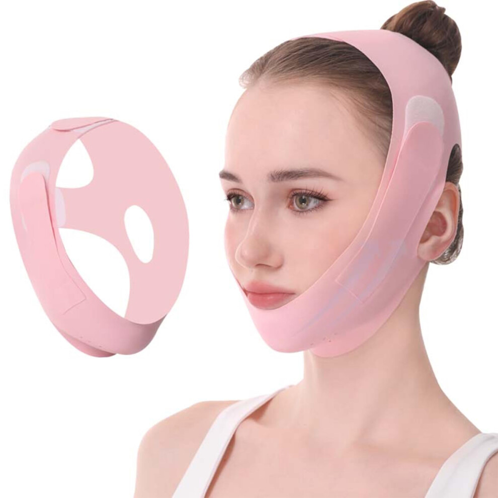 Pink V Line Lifting Mask For Women Adjustable Double Chin Reducer With Vshape Lifting Effect