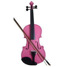 Full Size Pink Student Violin Kit with Case Bow Rosin, Solid Wood Body and Bright Melodious Tone