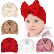 Set van 5 babygebreide tulbanden met grote strik