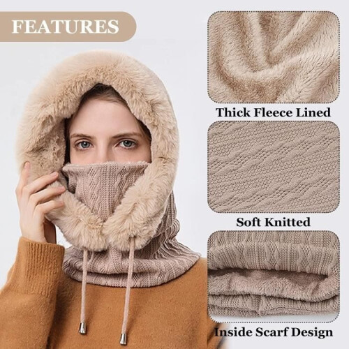 Cappello e scaldacollo - Donna - Inverno - Foderato in pile - Pelliccia sintetica - Elasticizzato 2