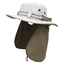 Cappello da pescatore a tesa larga con protezione UV + copricollo Cappello da pescatore per cappello sportivo da viaggio beige