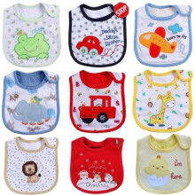 Pack of 9 Waterproof Cotton Baby Bibs 3 to 24 months