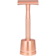 Rose Gold Safety Razor with Stand, Metal Double Edge Razor for Women and Men, Comfortable Shave