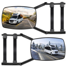 Towing Mirrors 2Pcs Black Universal ClipOn StrapOn for Trucks SUVs, Extendable with Wider BlindSpot Coverage and AntiVibration Stability