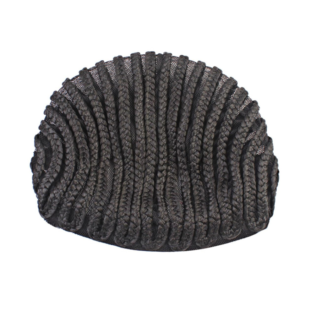 Unisex Black 2Pcs Cornrow Wig Cap With Combs, Stretchable Breathable Dome For Braiding And Crochet Wigs