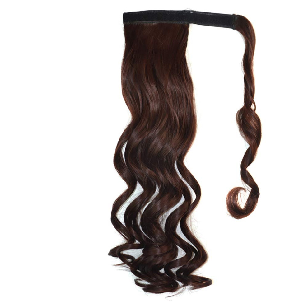 Unisex 18 Inch Curly Wavy Synthetic Ponytail Extension With Drawstring Wrap Around Hairpiece For Women