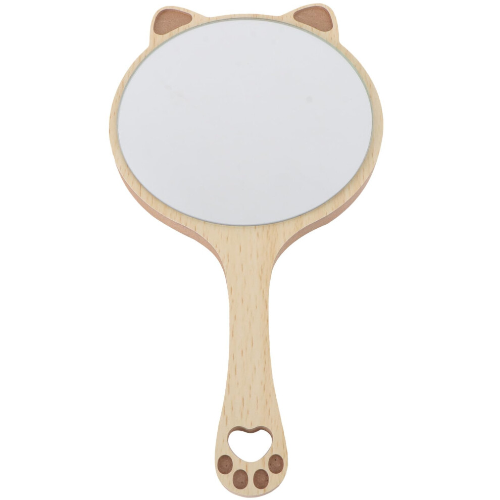 Wooden Handle Makeup Mirror with  Definition Reflection, Compact Handheld Design for Travel