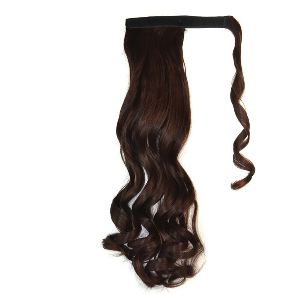 Unisex Ponytail Hair Extension 18 Inch Curly Wavy Synthetic Wrap Around Hairpiece For Women