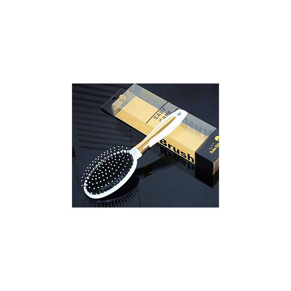 Silver Hair Brush With Anti Static Oval Cushion, Gentle Detangling For Wet And Dry Hair,