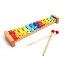 Soprano Glockenspiel Xylophone 12Key Wooden Frame with Metal Keys and Weighted Mallets for Beginners