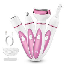 Rasoio elettrico da donna - Rifinitore corpo indolore 4 in 1 per zona bikini, viso, sopracciglia, naso, ascelle - Ricaricabile tramite USB
