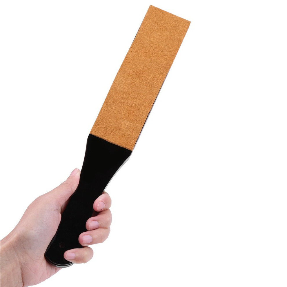 Leather Razor Strop With Dualsided Sharpening And Wood Handle For Barber Straight Razors, 2 Pack 9053599047322