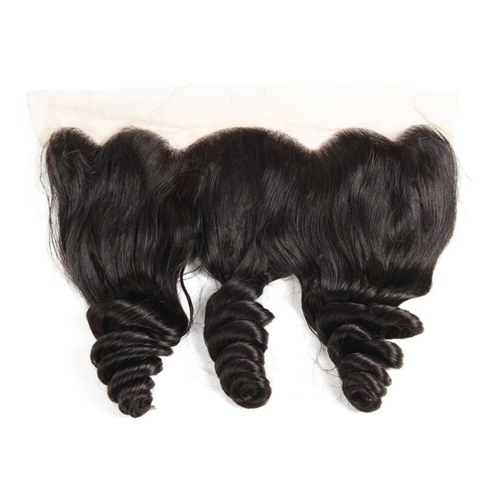 Unisex 13X4 Loose Wave Swiss Lace Frontal 14Inch Virgin Human Hair With Prebleached Knots Natural Hairline