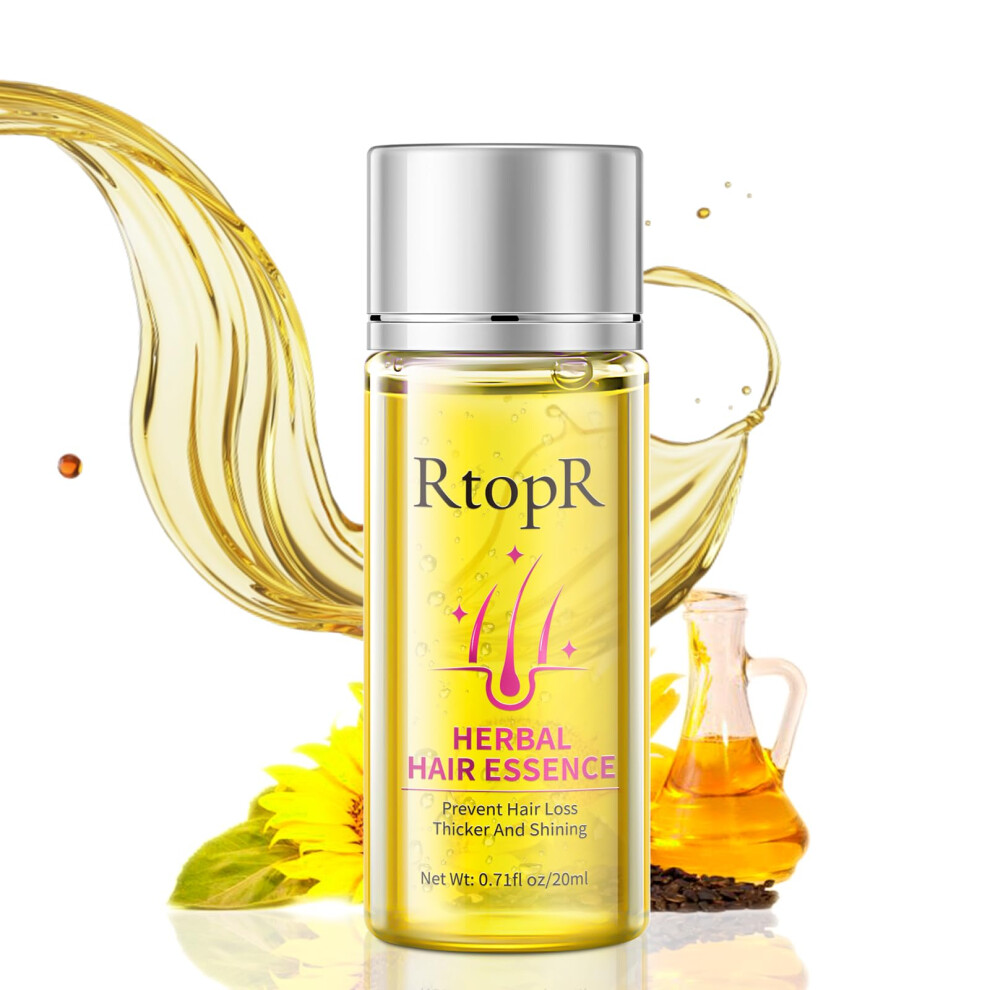 Herbal Hair Serum for All Hair Types with Deep Nourishment, Yellow Natural Hair Essence 0.71oz