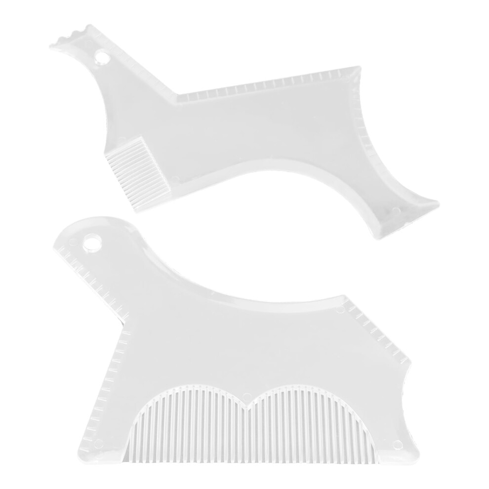 2 Pcs Beard Shaping Tool with Comb, Transparent Beard Shaper for Men, Precise Lineup Template